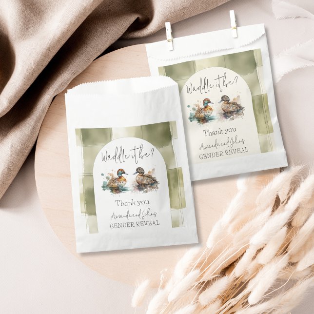 Elegant Waddle It Be Mallard Duck Gender Reveal Favour Bags (Creator Uploaded)