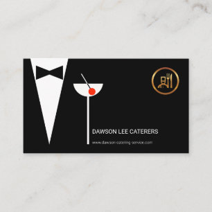 Elegant Waiter's Tuxedo Simple Martini Glass Chef Business Card