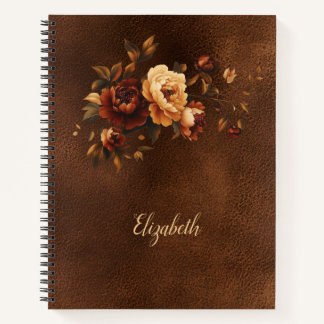 Elegant Warm Autumn Florals Personalised Notebook