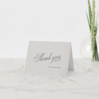 Elegant Warm Grey Script Wedding Thank You Card
