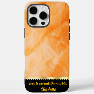 Elegant warm orange marble texture iPhone 16 pro max case