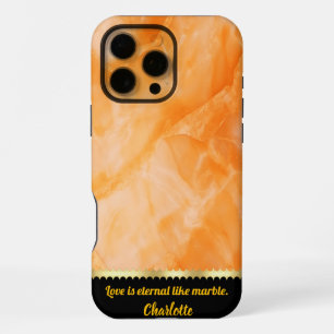 Elegant warm orange marble texture iPhone 16 pro max case