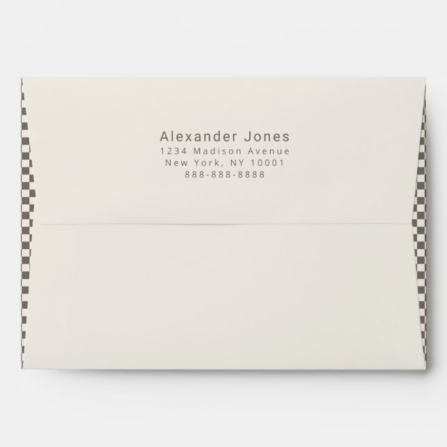 Elegant Warm Taupe Check Pattern Business Envelope (Back (Top Flap))