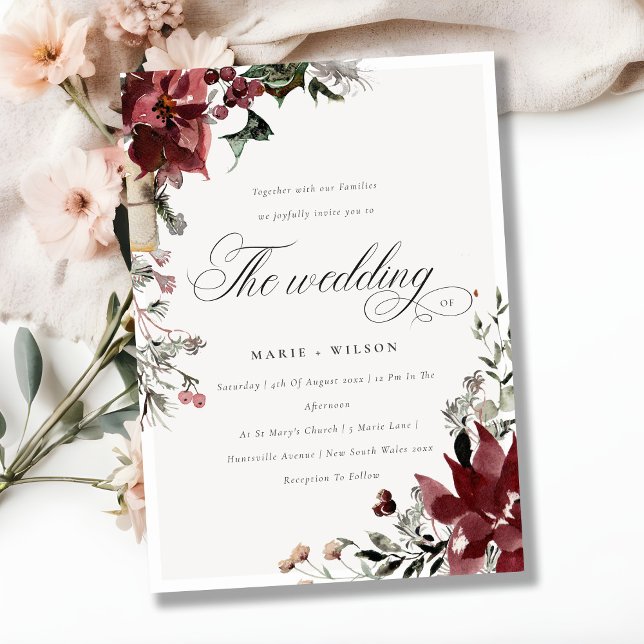 Elegant Warm Winter Festive Foliage Wedding Invite (Creator Uploaded)