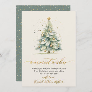 Elegant Warmest Wishes Non Photo Christmas Tree Holiday Card