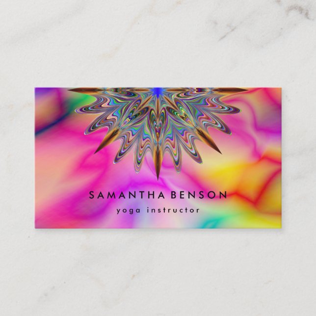 Elegant Water Color Lotus Flower Logo Yoga Business Card (Front)