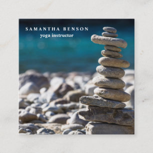 Elegant Water Colour Logo Zen Yoga Healing Health  Square Business Card