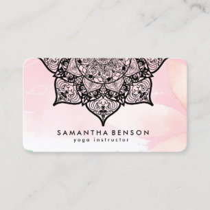 Elegant Water Colour Lotus Flower Logo Yoga Busine Business Card