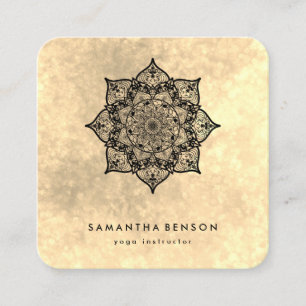 Elegant Water Colour Lotus Flower Logo Yoga Busine Square Business Card