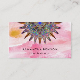 Elegant Water Colour Lotus Flower Logo Yoga Business Card