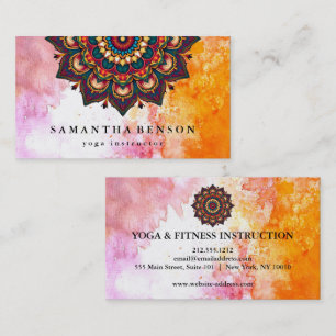 Elegant Water Colour Lotus Flower Logo Yoga Business Card