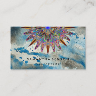 Elegant Water Colour Lotus Flower Logo Yoga Business Card