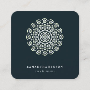 Elegant Water Colour Lotus Flower Logo Yoga Squar Square Business Card