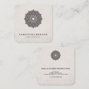 Elegant Water Colour Lotus Flower Logo Yoga Squar Square Business Card
