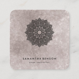 Elegant Water Colour Lotus Flower Logo Yoga Squar Square Business Card