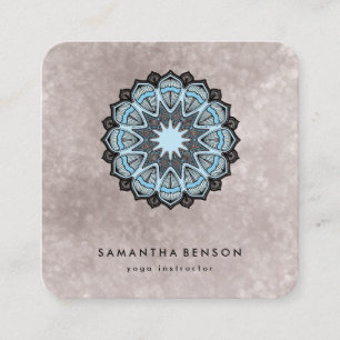 Elegant Water Colour Lotus Flower Logo Yoga  Squar Square Business Card
