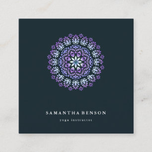 Elegant Water Colour Lotus Flower Logo Yoga  Square Business Card