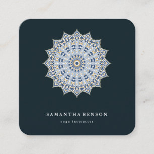 Elegant Water Colour Lotus Flower Logo Yoga Square Business Card