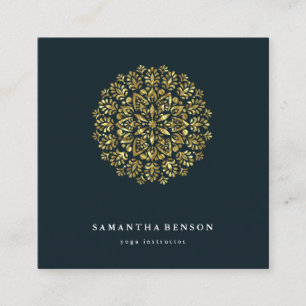 Elegant Water Colour Lotus Flower Logo Yoga Square Business Card