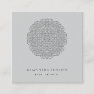 Elegant Water Colour Lotus Flower Logo Yoga Square Business Card