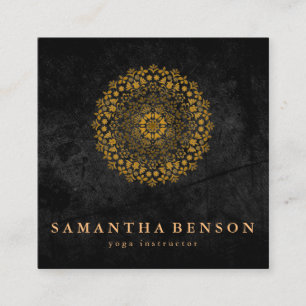 Elegant Water Colour Lotus Flower Logo Yoga Square Business Card