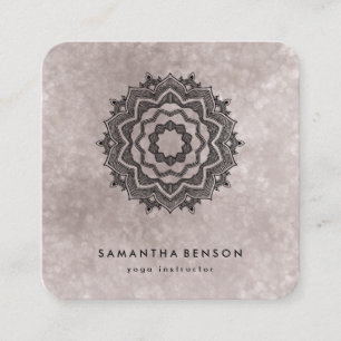 Elegant Water Colour Lotus Flower Logo Yoga Square Business Card
