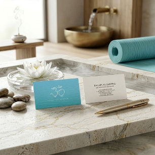 Elegant Water Drops Font OM Symbol YOGA Instructor Business Card
