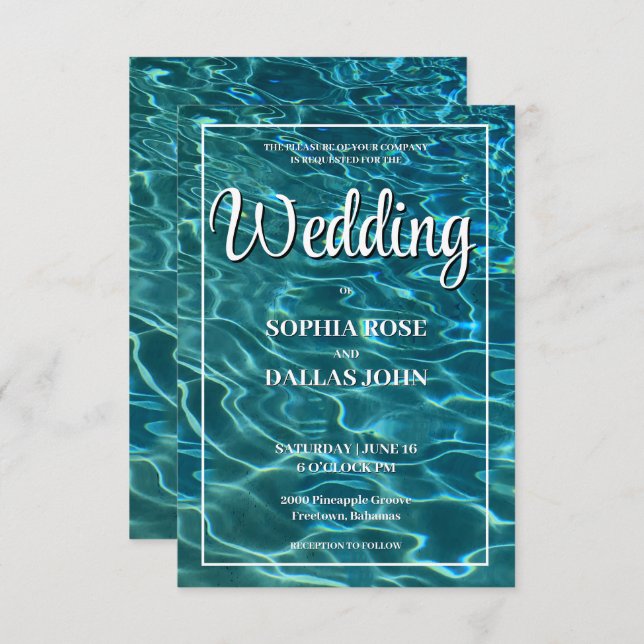 Elegant water lake ocean destination Wedding Invitation (Front/Back)