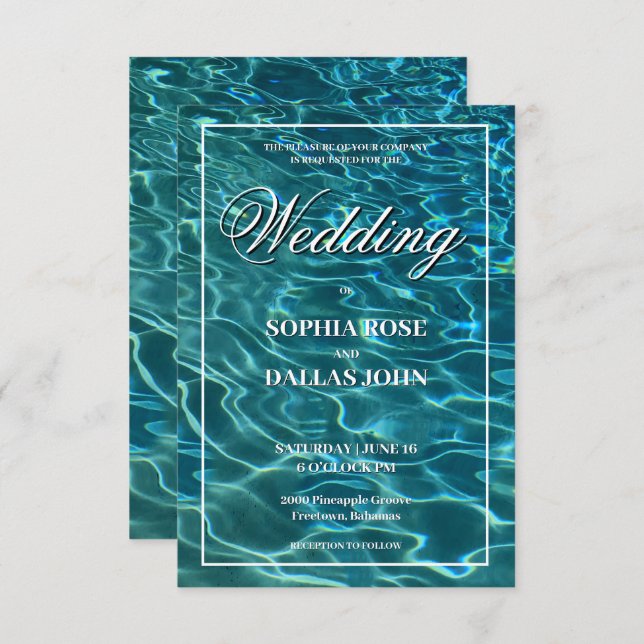 Elegant water lake ocean destination Wedding Invitation (Front/Back)