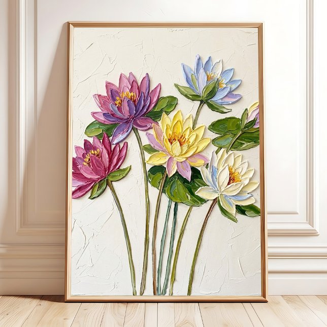 Elegant Water Lily Art, Boho Botanical Wall Decor (Creator Uploaded)