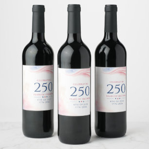 Elegant Watercolor 250th American Independence Day Wine Label