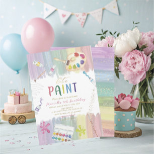 Elegant Watercolor 5th Birthday Let is Paint Par Invitation