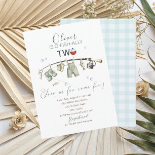 Elegant Watercolor A little fisherman 2nd birthda Invitation