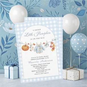 Elegant Watercolor A little pumpkin is on the way Invitation