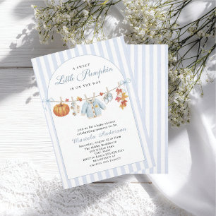Elegant Watercolor A little pumpkin is on the way Invitation