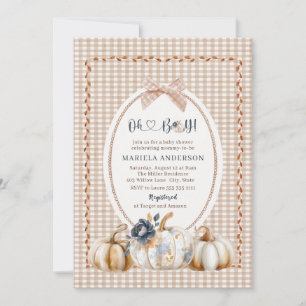 Elegant Watercolor A  little pumpkin oh boy  Baby  Invitation
