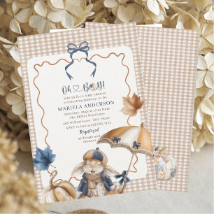 Elegant Watercolor A little pumpkin oh boy Baby Invitation