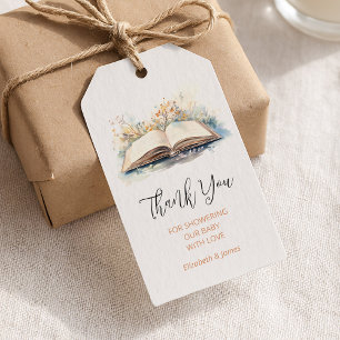 Elegant Watercolor A New Chapter Baby Shower Gift Tags