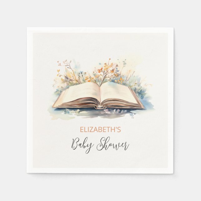 Elegant Watercolor A New Chapter Baby Shower Napkin (Front)
