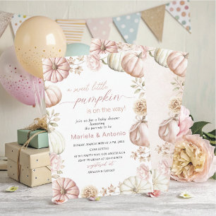 Elegant  Watercolor a sweet little pumpkin Baby Sh Invitation