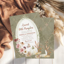 Elegant Watercolor A sweet little pumpkin boho Ba