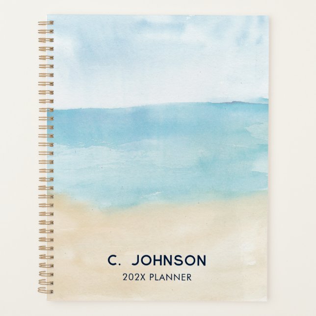 Elegant Watercolor Abstract Personalised Planner (Front)