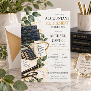 Elegant Watercolor Accountant Retirement Party Invitation