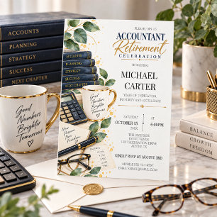 Elegant Watercolor Accountant Retirement Party Invitation