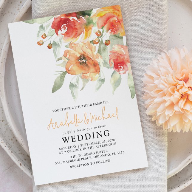 Elegant Watercolor Apricot Floral Invitation (Creator Uploaded)
