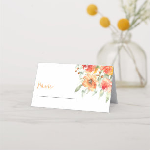 Elegant Watercolor Apricot Floral Place Card