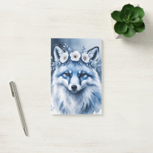 Elegant Watercolor Arctic Fox Floral Notebook Post-it Notes