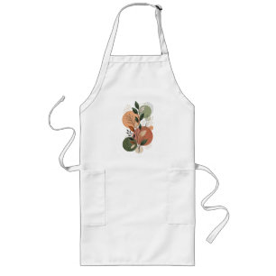 Elegant Watercolor Autumn Botanical Fruit Kitchen Long Apron