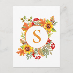 Elegant Watercolor Autumn Floral Postcard