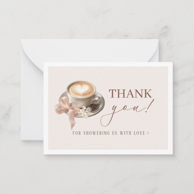 Elegant Watercolor Baby brewing coffFlat Note Card (Front)